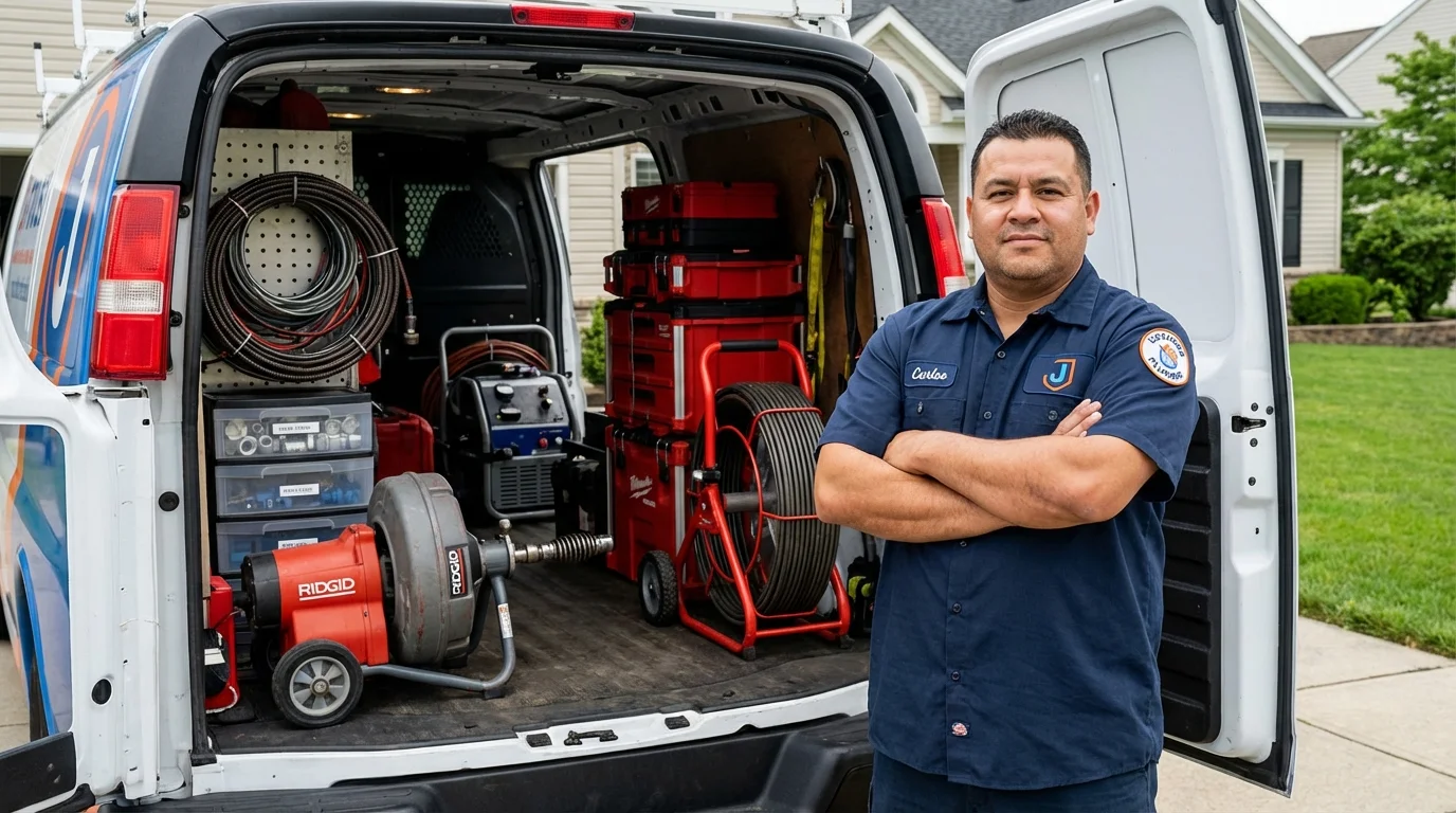 Professional drain cleaning equipment and Johns Plumbing LLC plumber in Crownpoint
