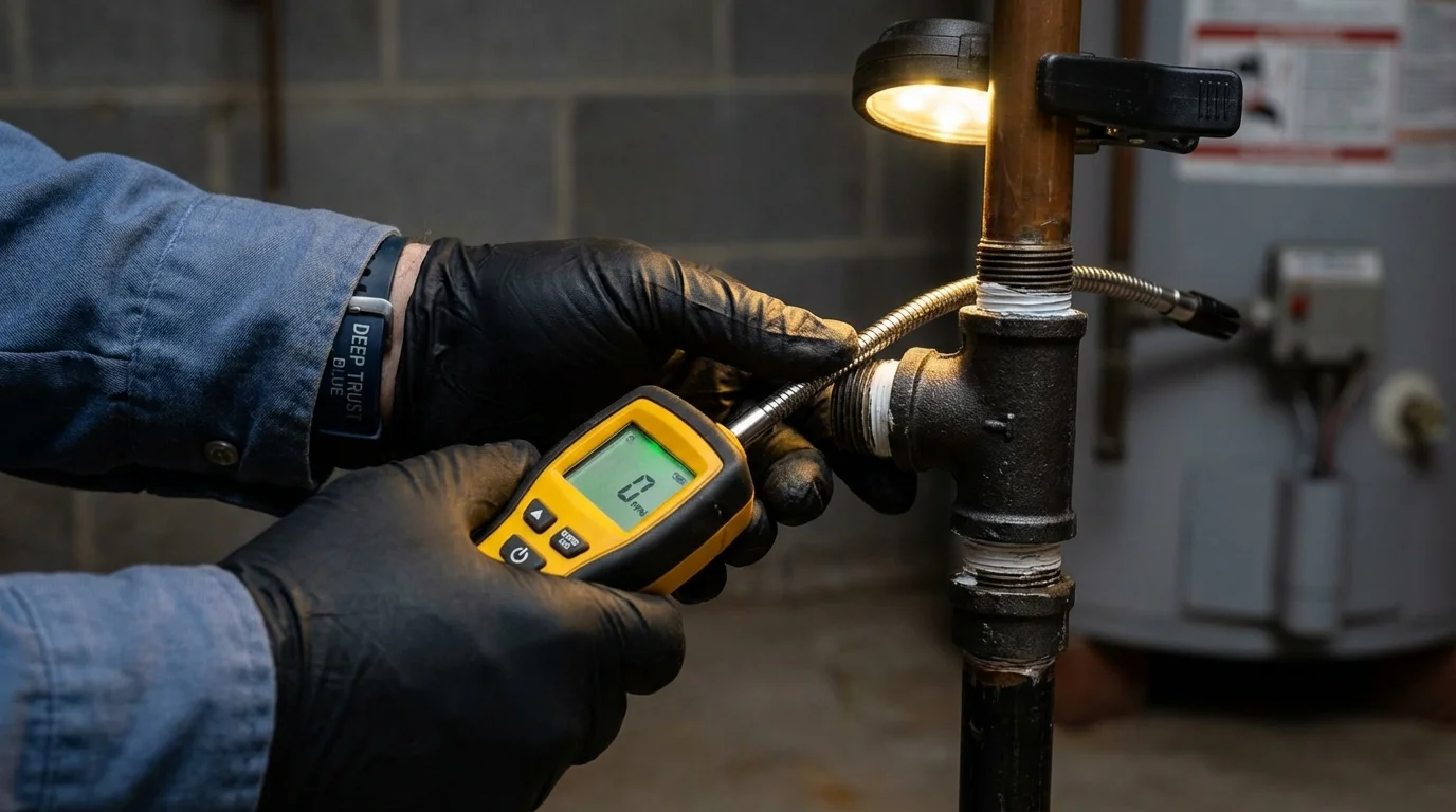 Gas leak detection with electronic sniffer by Johns Plumbing LLC in Crownpoint
