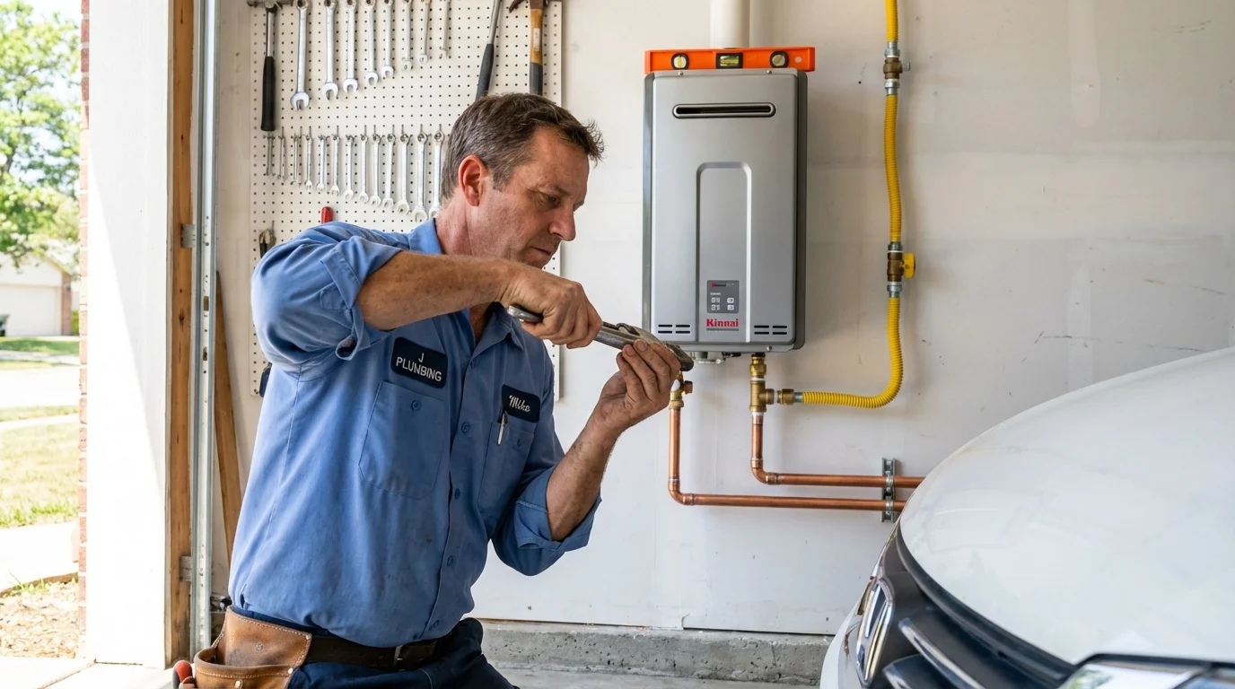 Tankless water heater installation by a Johns Plumbing LLC plumber in Crownpoint